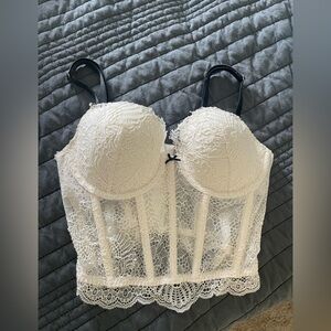 Victorias Secret White Lace Adjustable Corset Top Size 34 B